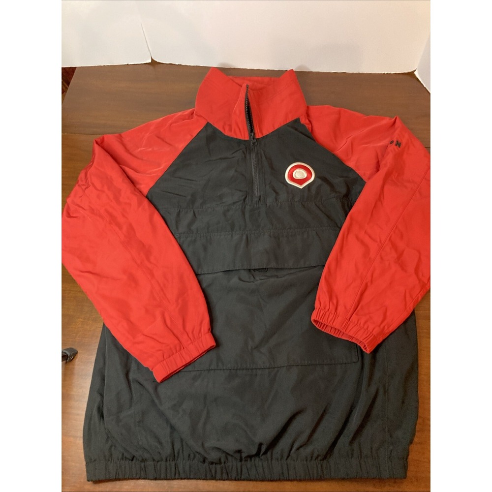 Represent "Here Is Holy" 1/4 Zip Men's Medium Red Black  Pullover Wind Jacket